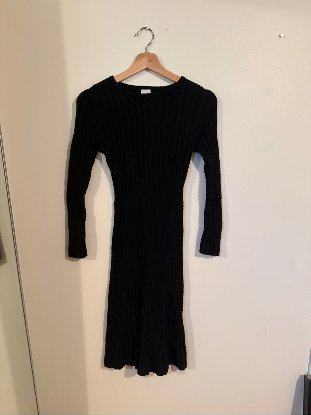 a new day Black Ribbed Long-Sleeve Knit Dress